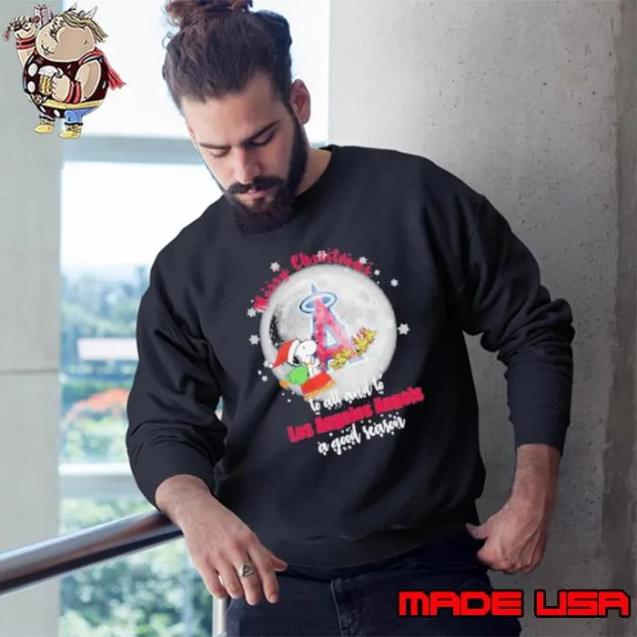 Santa Snoopy merry christmas to all and to Los Angeles Angels a good season s Sweatshirt