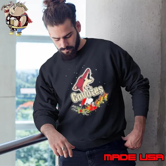 Arizona Coyotes NHL Santa Snoopy and Woodstock Christmas Shirt Sweatshirt