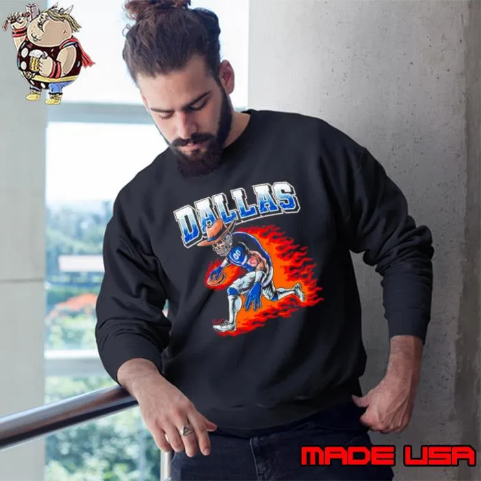 Awesome dallas Cowboys flaming skeleton player s Sweatshirt