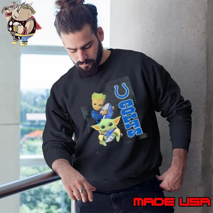 Baby Yoda And Groot Hug Indianapolis Colts Shirt Sweatshirt