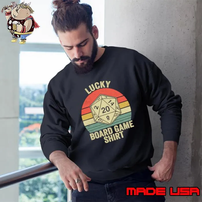 Board Games Lucky Game Night Tabletop Boardgamers Vintage Sunset T-Shirt Sweatshirt