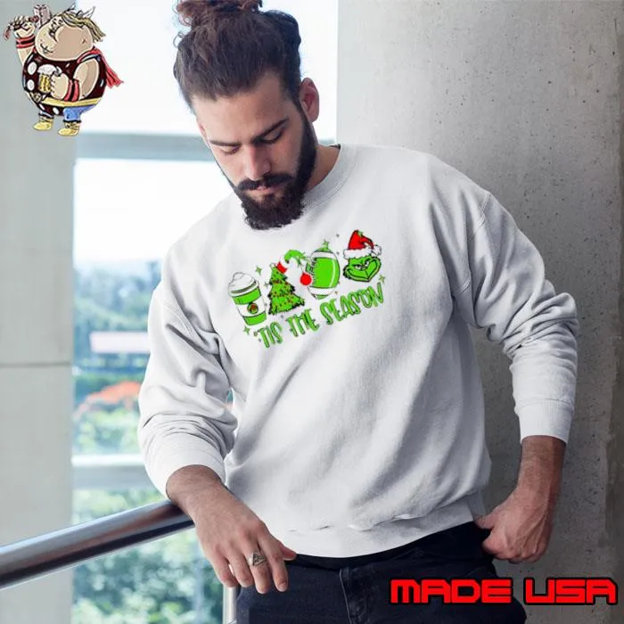 Coffee Christmas football Grinch tis the season s Sweatshirt