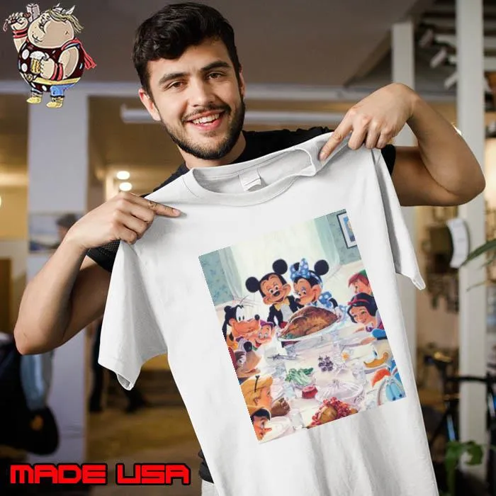 Disney Has Released A New Thanksgiving Painting With Mickey Minnie Snow White Goofy Peter Pan Shirt Unisex