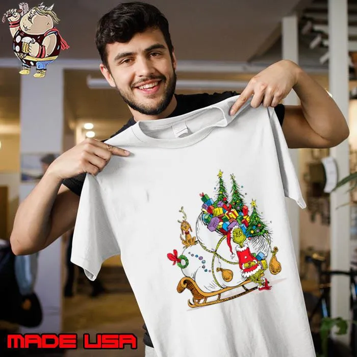 Dr. Seuss Grinch with Sleigh Lights Xmas Tree Merry Christmas T-Shirt Unisex