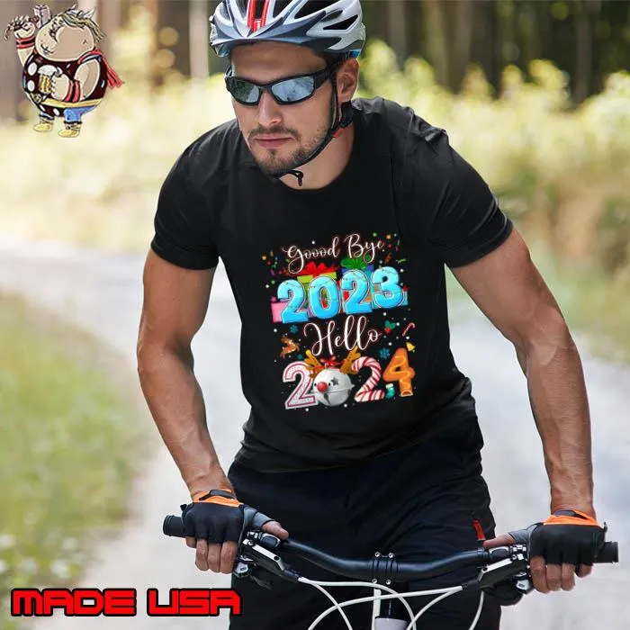 Goodbye 2023 Hello 2024 Christmas Happy New Year's Eve T-Shirt Unisex