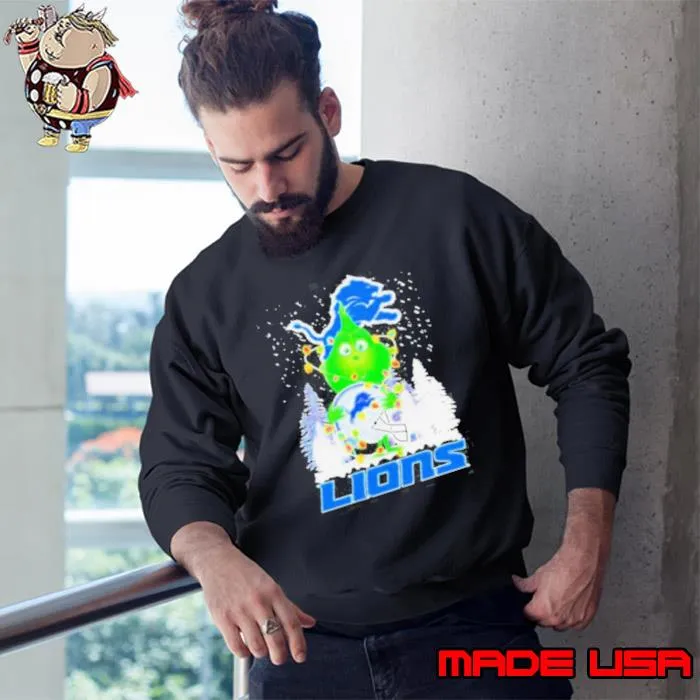 Grinch detroit lions Christmas tree helmet s Sweatshirt