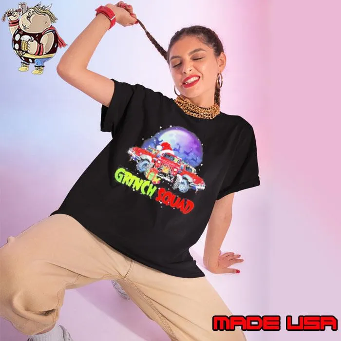 Grinch Hat Santa Car Jeep Grinch Squad Merry Christmas Shirt