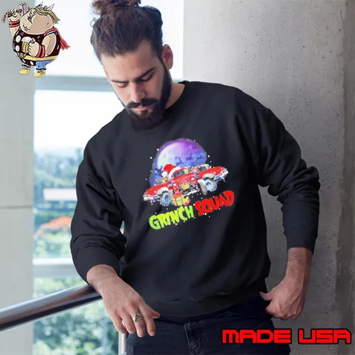 Grinch Hat Santa Car Jeep Grinch Squad Merry Christmas Shirt Sweatshirt