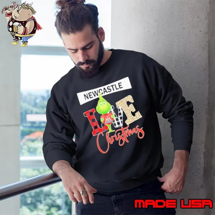 Grinch Hug Heart Newcastle United Love Christmas Shirt Sweatshirt