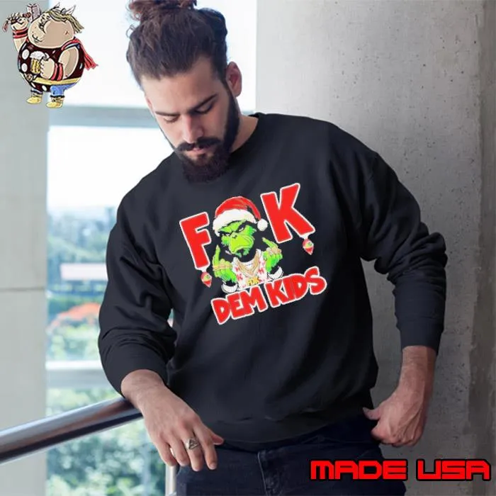 Happy Xmas Grinch Santa Hat F Dem Kids Character s Sweatshirt