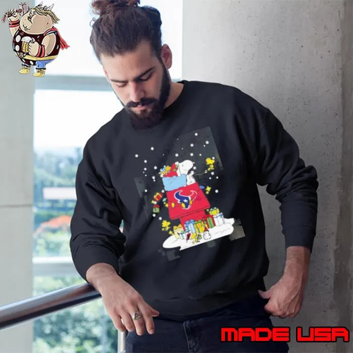 Houston Texans Santa Snoopy Brings Christmas To Town Shirt Sweatshirt
