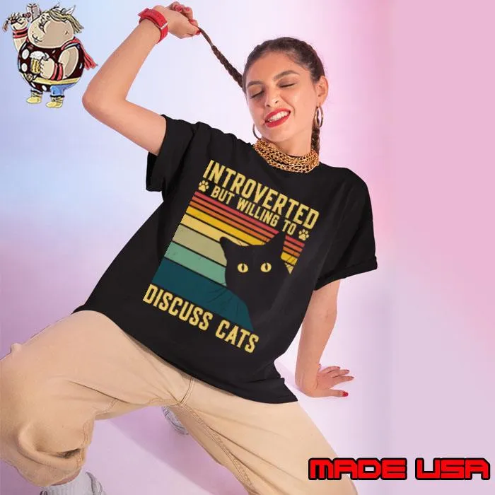 Introverted But Willing To Discuss Cats Vintage T-Shirt Ladies tee