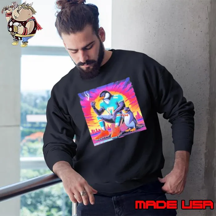 Jaylen Waddle Penguins at Miami Beach Boardwalk Psychedelic Meme Shirt Sweatshirt