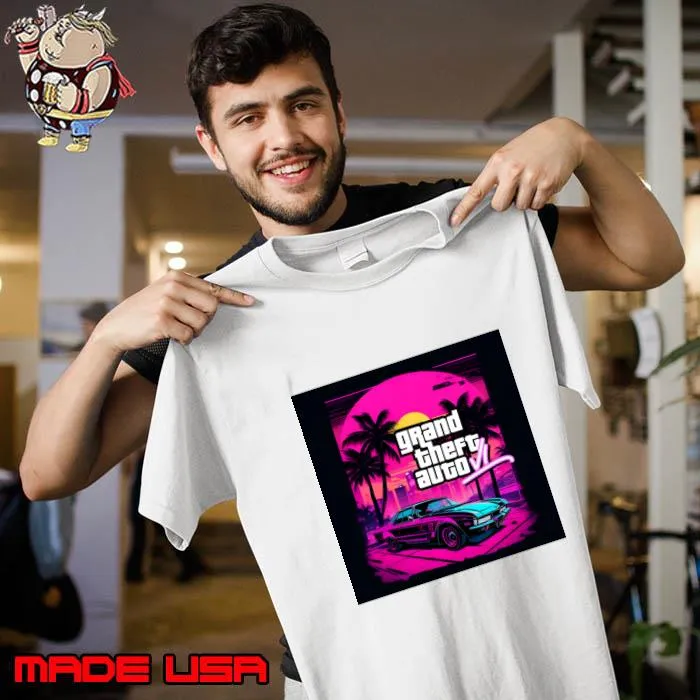 Jose Alvarado Grand Theft Auto Car Palms Tree Sunset T-Shirt Unisex