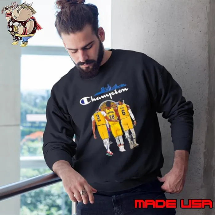 Los Angeles Lakers Champions Anthony Davis Rui Hachimura And Lebron James Signatures Shirt Sweatshirt