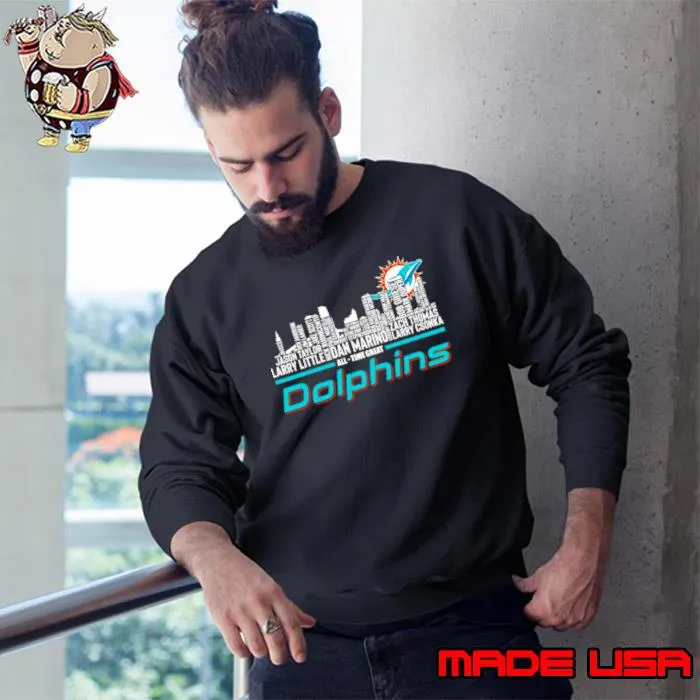 Miami Dolphins All Time Great Players Names Skyline 2023 Shirt