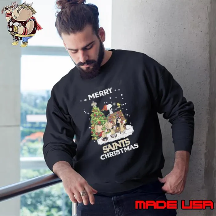 New Orleans Saints Snoopy Family Christmas Shirt Sweatshirt