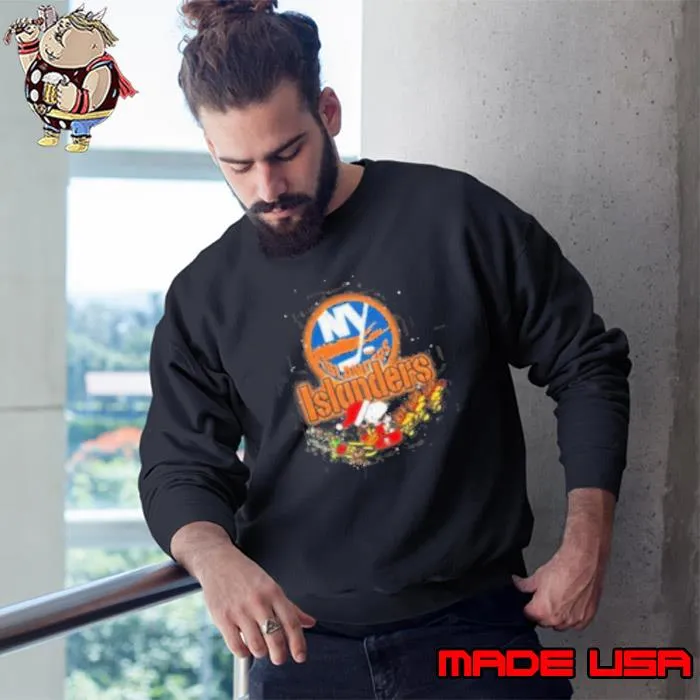 New York Islanders NHL Santa Snoopy and Woodstock Christmas Shirt Sweatshirt