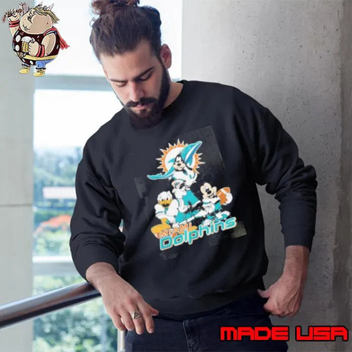NFL Miami Dolphins Mickey Mouse Donald Duck Goofy Football Shirt Sweatshirt
