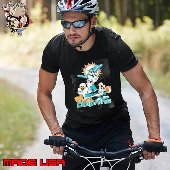 NFL Miami Dolphins Mickey Mouse Donald Duck Goofy Football Shirt