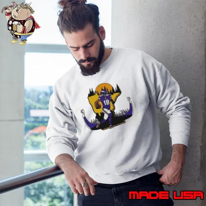 NFL Minnesota Vikings football Justin Jefferson player number 18 signature cartoon retro s Sweatshirt