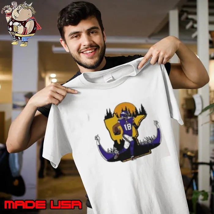 NFL Minnesota Vikings football Justin Jefferson player number 18 signature cartoon retro s Unisex