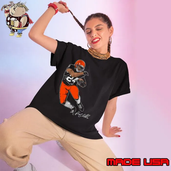 Nick Chubb Signature American football running back for the Cleveland Browns Superstar Pose T-Shirt Ladies tee
