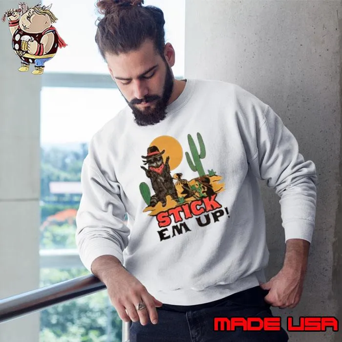 Raccoon cowboy stick em up shirt