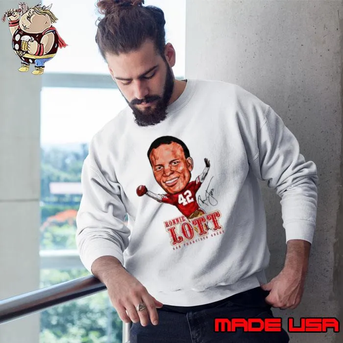 Ronnie Lott San Francisco 49ers cartoon signature shirt