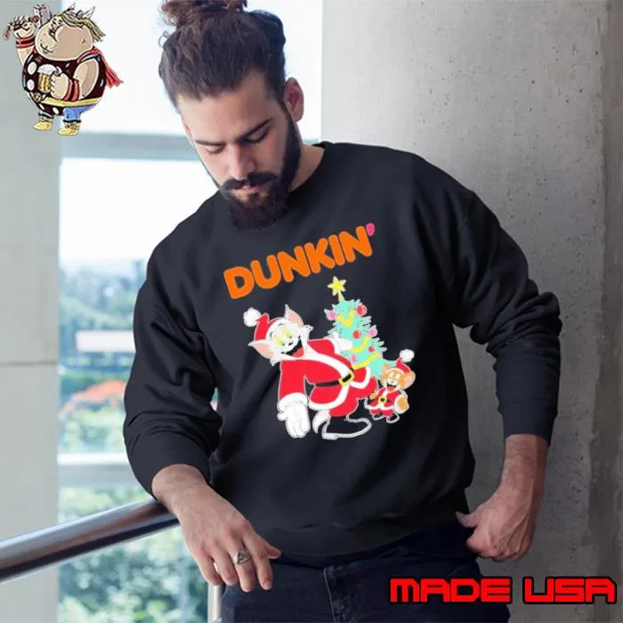 Tom And Jerry Hat Santa Dunkin’ Tree Merry Christmas Shirt Sweatshirt