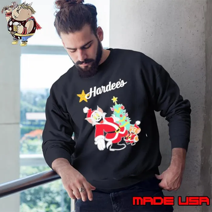 Tom And Jerry Hat Santa Hardee’s Tree Merry Christmas Shirt Sweatshirt