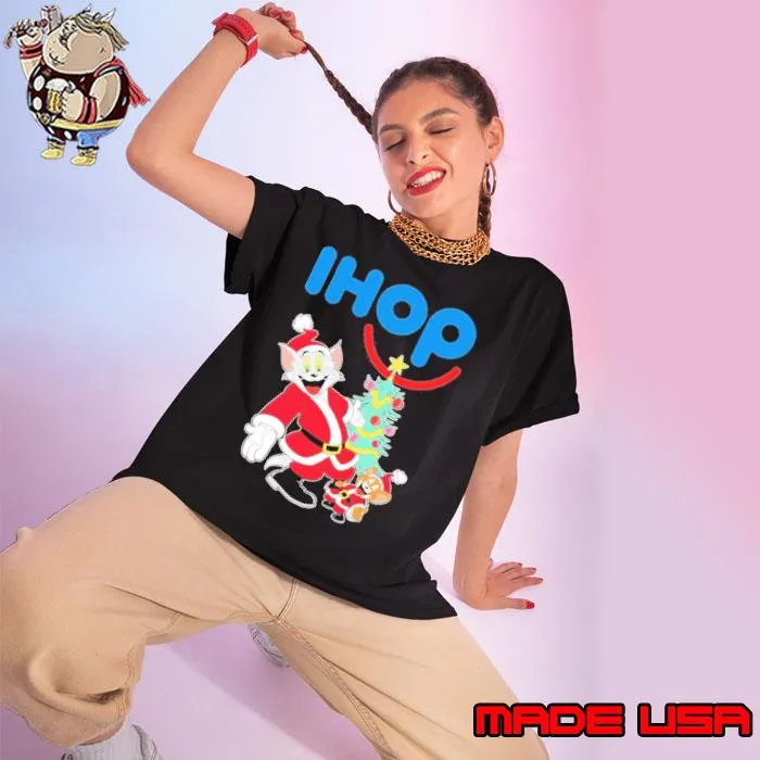 Tom And Jerry Hat Santa Ihop Tree Merry Christmas Shirt