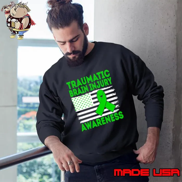 Traumatic Brain Injury Awareness American flag T-Shirt Sweatshirt