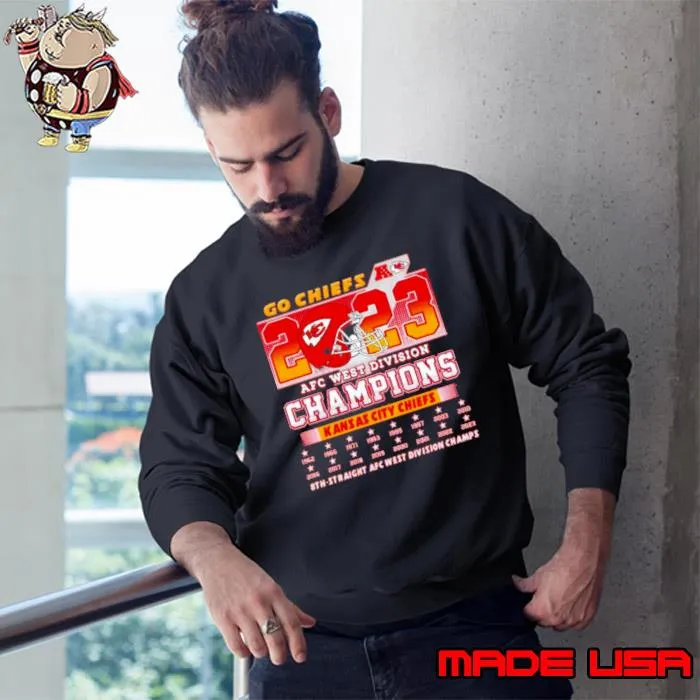 2023 AFC West Division Champions Kansas City Chiefs Football 1962 2023 8th Straight Champions Shirt Sweatshirt