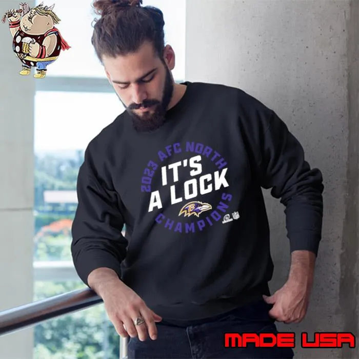 Baltimore Ravens 2023 AFC North Division Champions Locker Room Trophy Collection Shirt Sweatshirt