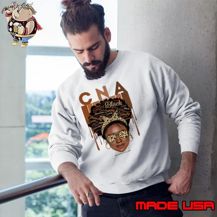 Cna black women melanin smart friendly ribbon and sunglasses leopard s Sweatshirt
