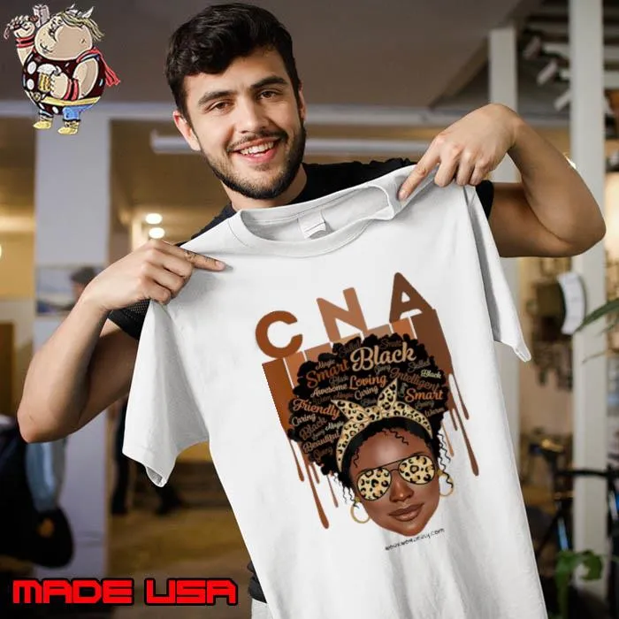 Cna black women melanin smart friendly ribbon and sunglasses leopard shirt