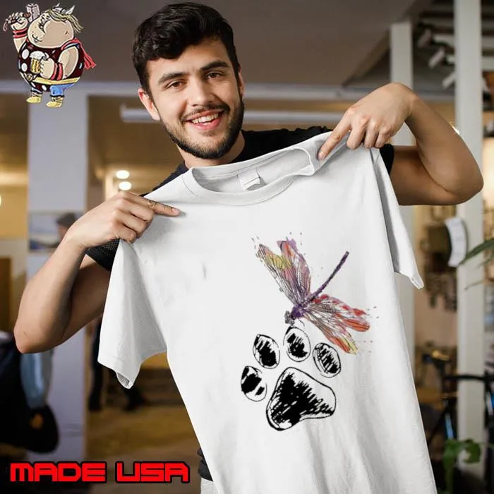 Love paw dog and dragonfly watercolor shirt