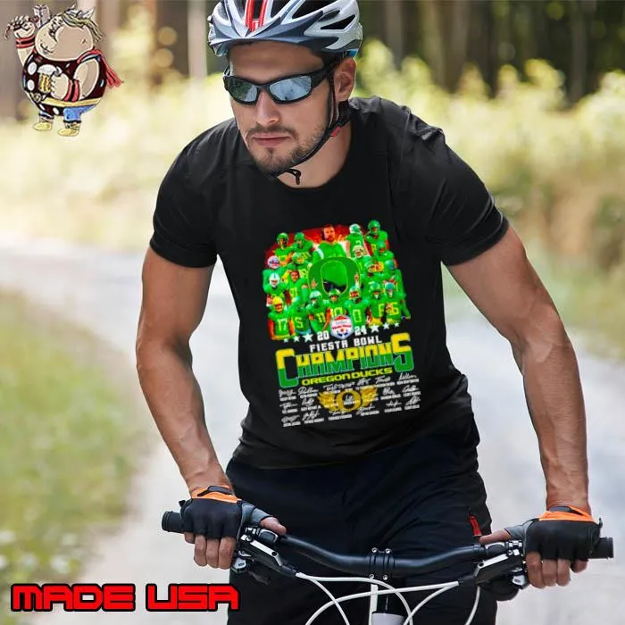 Oregon Ducks 2024 Fiesta Bowl Champions signatures shirt
