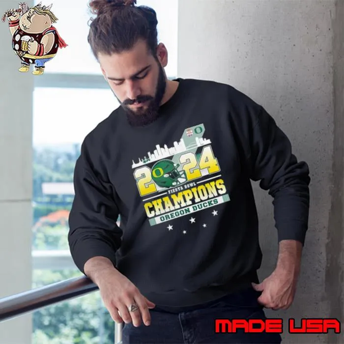 Oregon Ducks Skyline 2024 Fiesta Bowl Champions Shirt Sweatshirt