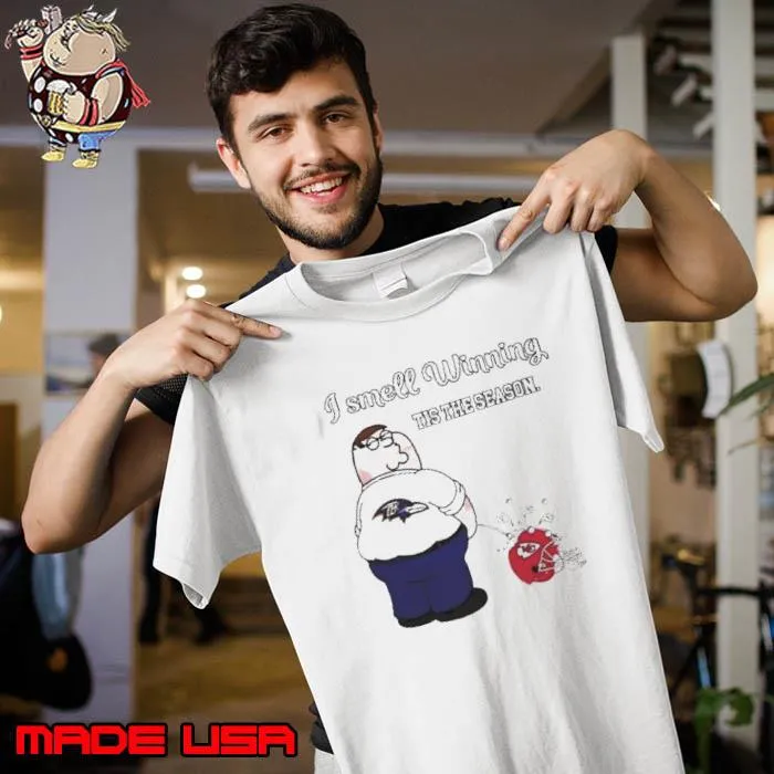 Peter Griffin Baltimore Ravens I Smell Winning Tis The Season Piss Kansas City Chiefs Shirt Unisex