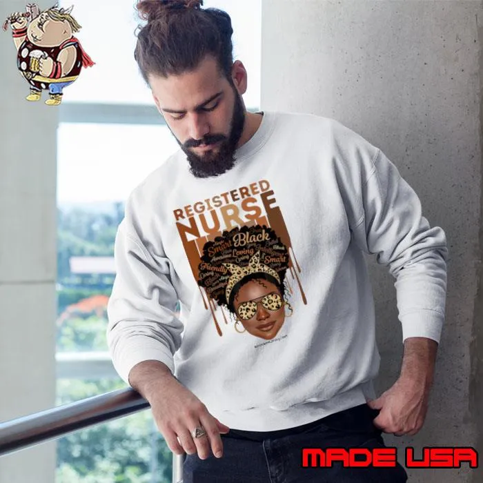 Registered nurse black women melanin ribbon and sunglasses leopard s Sweatshirt