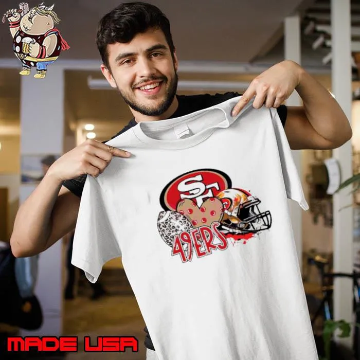 San Francisco 49ers Football Leopard Heart Helmet 2024 Shirt