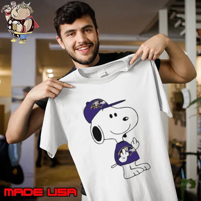 Snoopy Baltimore Ravens NFL Double Middle Fingers You Shirt Unisex
