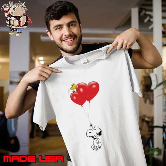 Snoopy Woodstock Happy Valentine Balloon heart shirt