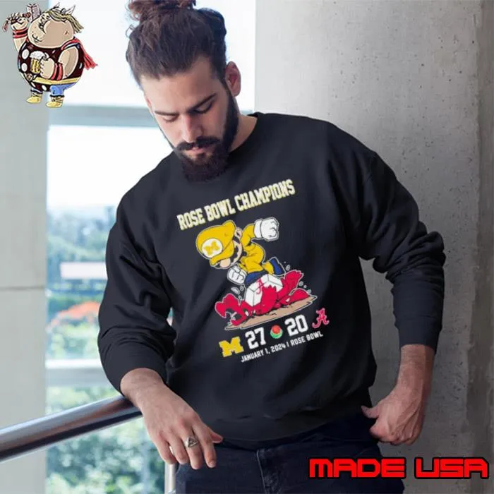 Super Mario Michigan Wolverines Stomp On Alabama Crimson Tide Rose Bowl Champions s Sweatshirt