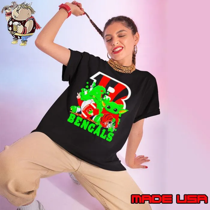 Cincinnati Bengals Baby Yoda Happy St.Patrick’s Day Shamrock s Ladies tee