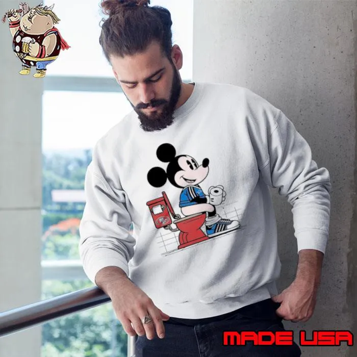 Detroit Lions Mickey Mouse sitting on San Francisco 49ers Toilet shirt
