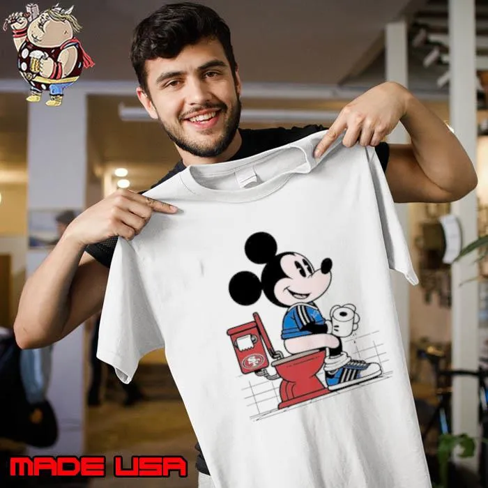 Detroit Lions Mickey Mouse sitting on San Francisco 49ers Toilet s Unisex