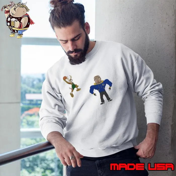 Golden State Warriors VS Milwaukee Bucks NBA 2024 mascot cartoon s Sweatshirt